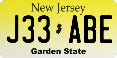 NJ license plate J33ABE