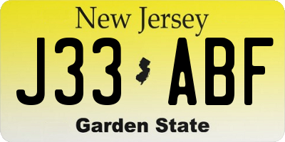 NJ license plate J33ABF