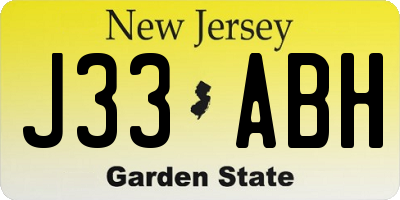 NJ license plate J33ABH