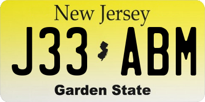 NJ license plate J33ABM