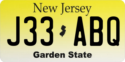 NJ license plate J33ABQ