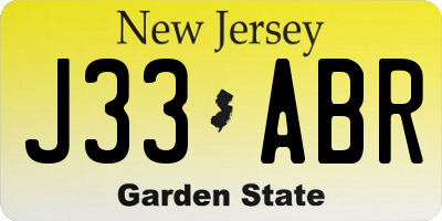 NJ license plate J33ABR