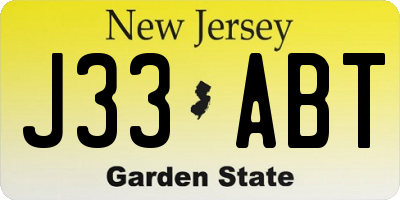 NJ license plate J33ABT
