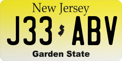 NJ license plate J33ABV