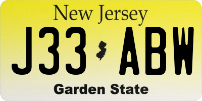 NJ license plate J33ABW