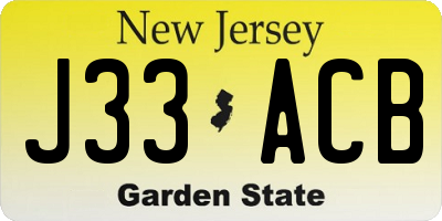 NJ license plate J33ACB