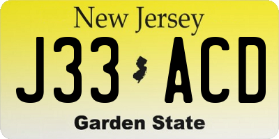 NJ license plate J33ACD