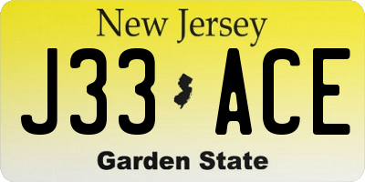 NJ license plate J33ACE