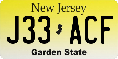 NJ license plate J33ACF