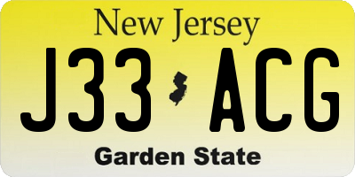 NJ license plate J33ACG