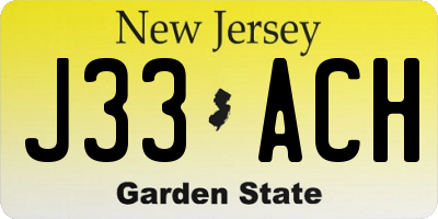 NJ license plate J33ACH