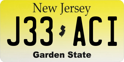 NJ license plate J33ACI