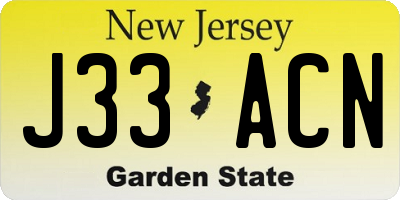 NJ license plate J33ACN