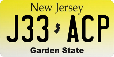 NJ license plate J33ACP