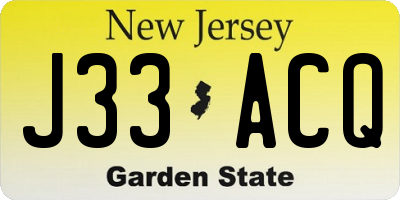 NJ license plate J33ACQ