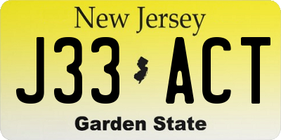 NJ license plate J33ACT