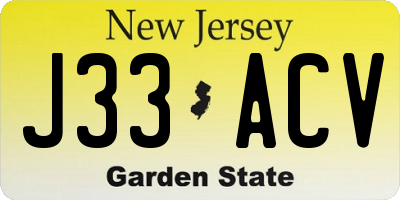 NJ license plate J33ACV