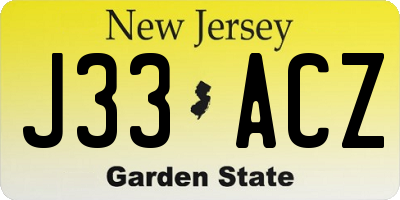 NJ license plate J33ACZ