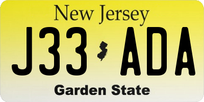 NJ license plate J33ADA