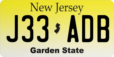 NJ license plate J33ADB