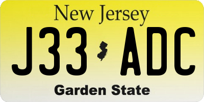 NJ license plate J33ADC