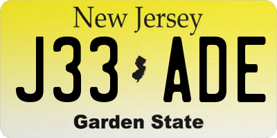 NJ license plate J33ADE