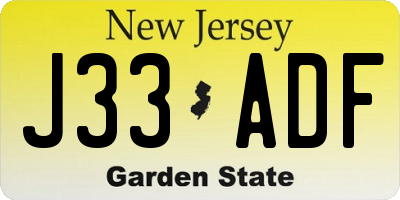 NJ license plate J33ADF