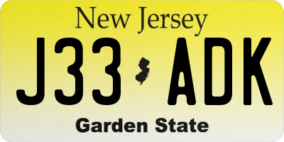 NJ license plate J33ADK