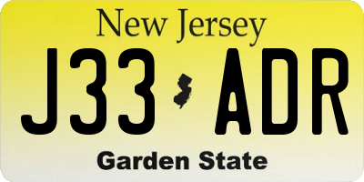 NJ license plate J33ADR