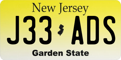 NJ license plate J33ADS