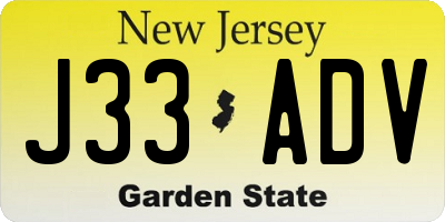 NJ license plate J33ADV
