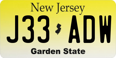 NJ license plate J33ADW