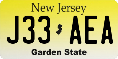 NJ license plate J33AEA