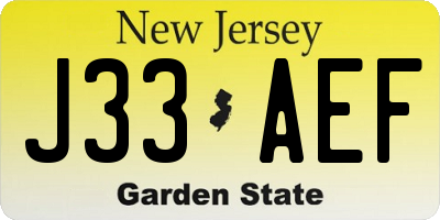 NJ license plate J33AEF