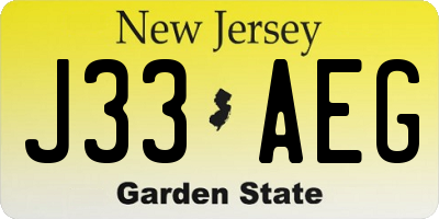 NJ license plate J33AEG