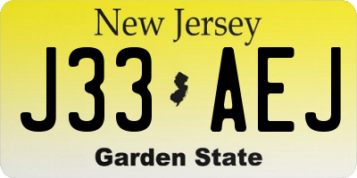 NJ license plate J33AEJ