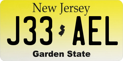 NJ license plate J33AEL