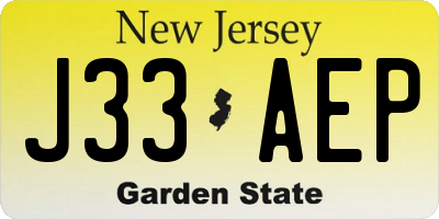 NJ license plate J33AEP