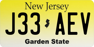 NJ license plate J33AEV