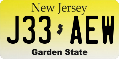 NJ license plate J33AEW