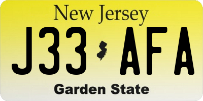 NJ license plate J33AFA
