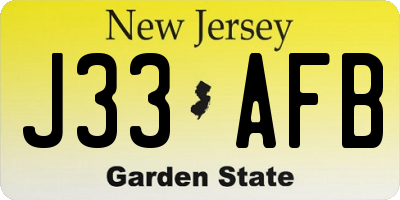NJ license plate J33AFB