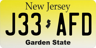 NJ license plate J33AFD