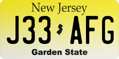NJ license plate J33AFG