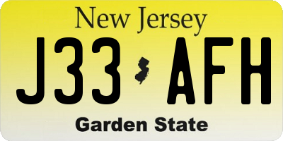 NJ license plate J33AFH