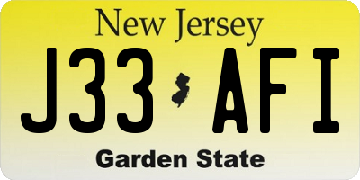 NJ license plate J33AFI