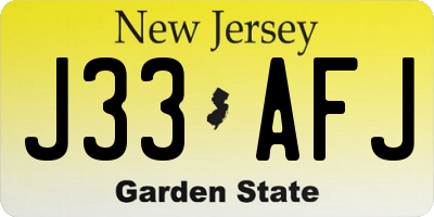 NJ license plate J33AFJ
