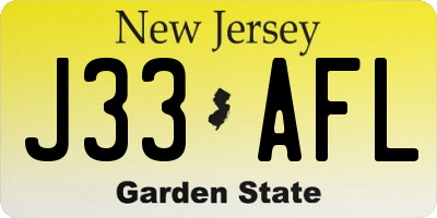 NJ license plate J33AFL