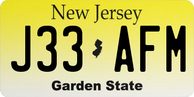 NJ license plate J33AFM