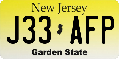 NJ license plate J33AFP